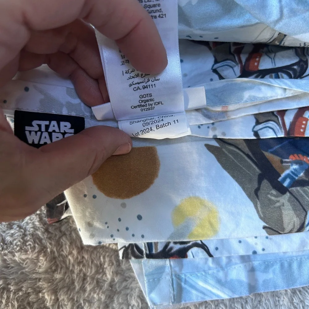 Pottery Barn Kids Star Wars Mandalorian Organic Cotton Twin Flat & Fitted Sheet